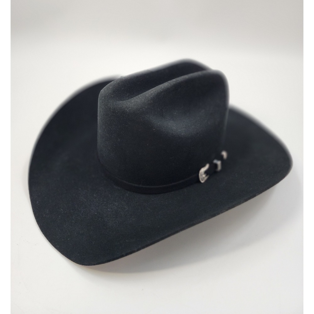Resistol Tucker Black XX Premium Wool Cowboy Hat 7 1/8 R 4 Inch Brim